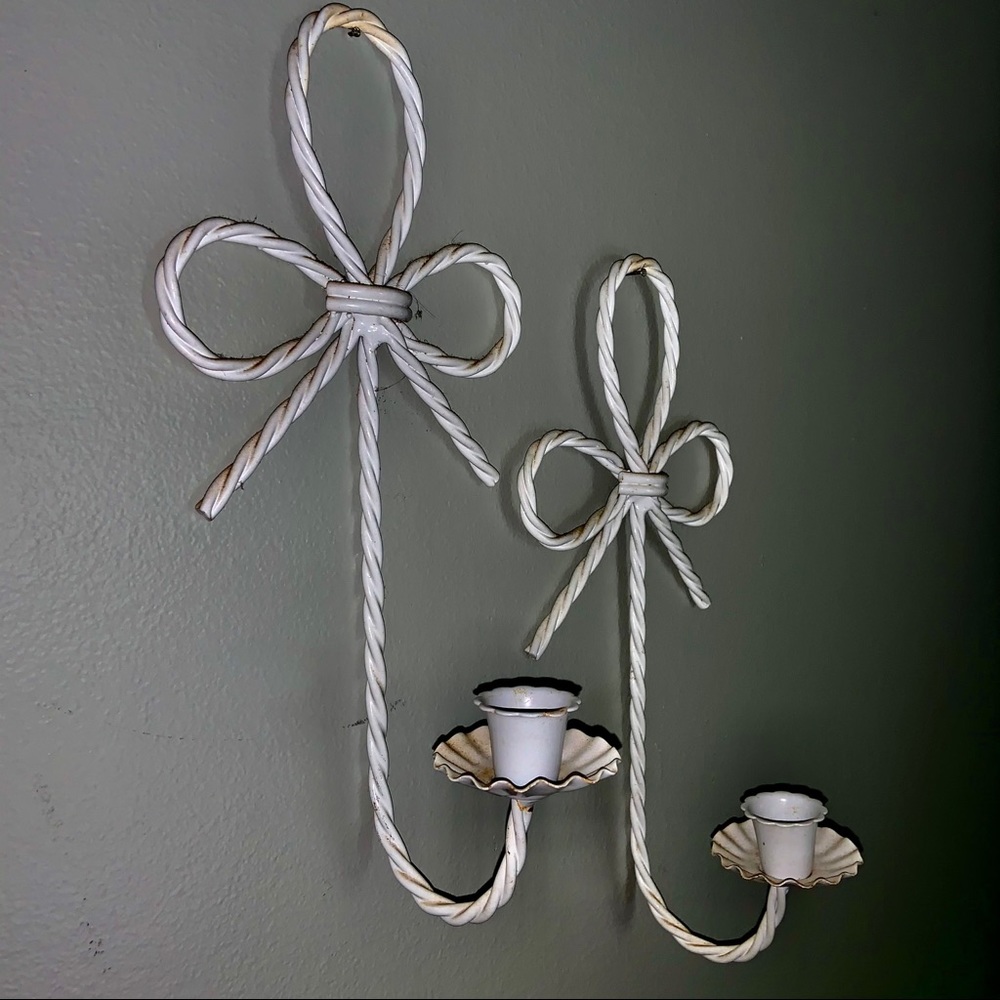 White Twisted Small Wall Candle Holder Decor